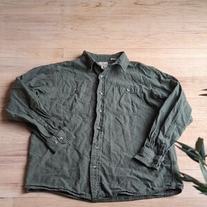 Men's REDHEAD brand Olive Casual Button-Down Shirt size L